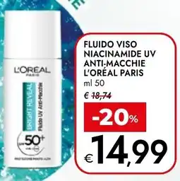 Bennet L'oréal paris fluido viso niacinamide uv anti-macchie offerta
