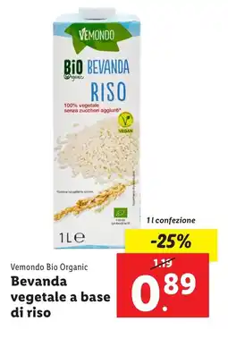 Lidl Vemondo Bio Organic Bevanda vegetale a base di riso offerta