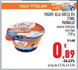 Conad Yogurt alla Greca 0% Zymil Parmalat offerta