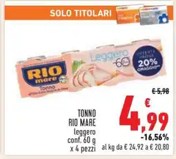 Conad Tonno Rio Mare leggero offerta