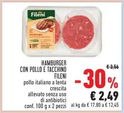Conad HAMBURGER CON POLLO E TACCHINO FILENI offerta