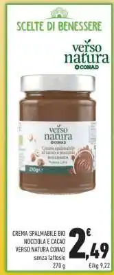 Conad CREMA SPALMABILE BIO NOCCIOLA E CACAO VERSO NATURA CONAD offerta
