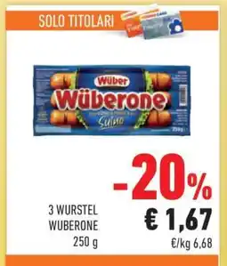 Conad 3 Wurstel Wuberone offerta