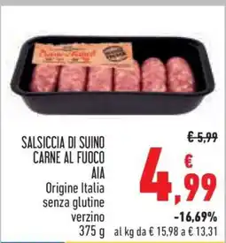 Conad Salsiccia di suino carne al fuoco offerta