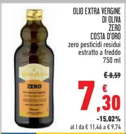 Conad Olio Extra Vergine di Oliva Zero Costa d'Oro offerta