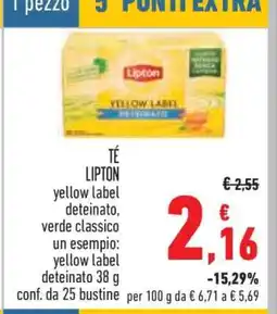 Conad TÉ LIPTON yellow label deteinato offerta
