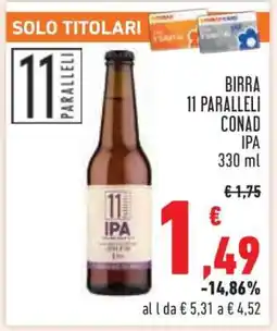 Conad BIRRA 11 PARALLELI CONAD IPA offerta