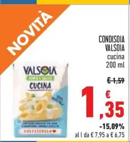 Conad CONDISOIA VALSOIA cucina 200 ml offerta