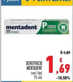 Conad DENTIFRICIO MENTADENT offerta
