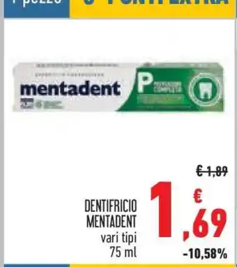 Conad DENTIFRICIO MENTADENT offerta
