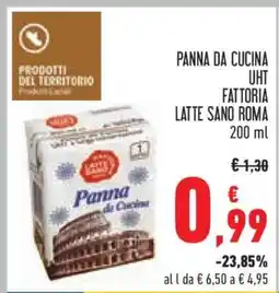 Conad Panna da Cucina UHT Fattoria Latte Sano Roma offerta