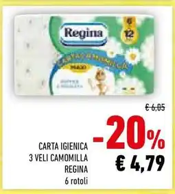 Conad CARTA IGIENICA 3 VELI CAMOMILLA REGINA offerta