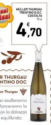 Conad MÜLLER THURGAU TRENTINO D.O.C. COSTALTA 75 cl offerta
