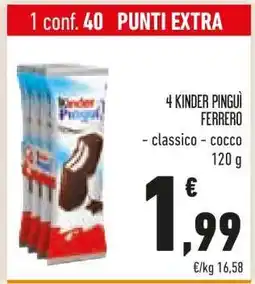 Conad 4 KINDER PINGUÌ FERRERO offerta
