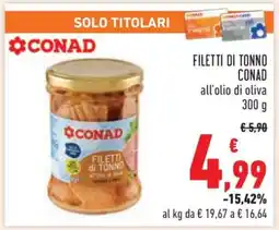 Conad Filetti di Tonno Conad offerta
