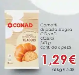 Conad Cornetti di pasta sfoglia CONAD offerta