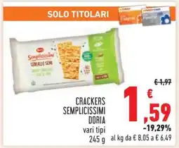 Conad CRACKERS SEMPLICISSIMI DORIA offerta