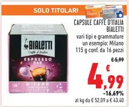 Conad CAPSULE CAFFÈ D'ITALIA BIALETTI offerta
