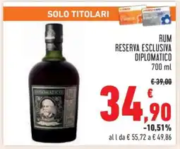 Conad Rum Reserva Exclusiva Diplomatico offerta