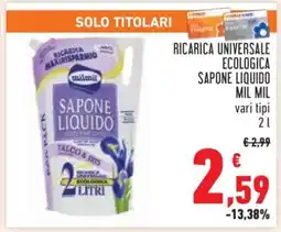 Conad Ricarica Universale Ecologica Sapone Liquido Mil Mil offerta