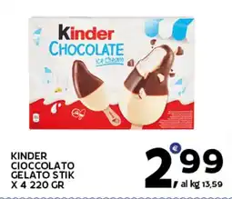 Extra Supermercati Kinder cioccolato gelato stik offerta
