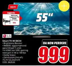 MediaWorld LG Smart TV 4K 55C44 offerta