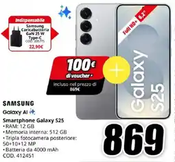 MediaWorld SAMSUNG Smartphone Galaxy S25 offerta