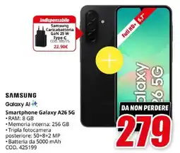MediaWorld SAMSUNG Smartphone Galaxy A26 5G offerta
