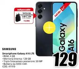 MediaWorld SAMSUNG Smartphone Galaxy A16 LTE offerta