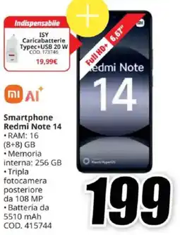 MediaWorld Smartphone Redmi Note 14 offerta