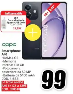 MediaWorld oppo Smartphone A40 offerta