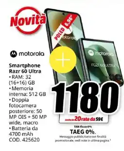MediaWorld motorola Smartphone Razr 60 Ultra offerta