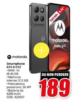 MediaWorld motorola Smartphone G15 8+512 offerta