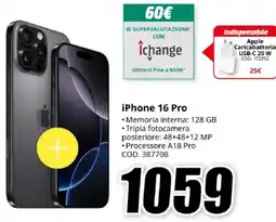 MediaWorld iPhone 16 Pro offerta