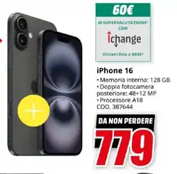 MediaWorld iPhone 16 offerta