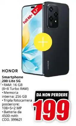 MediaWorld HONOR Smartphone 200 Lite 5G offerta
