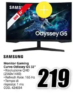 MediaWorld SAMSUNG Monitor Gaming Curvo Odissey G5 32" offerta