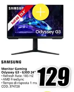 MediaWorld SAMSUN Monitor Gaming Odyssey G3 - G30D 24" offerta