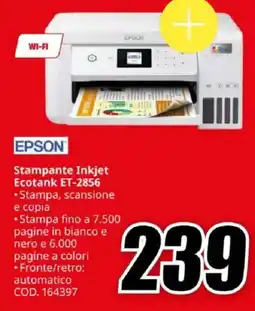 MediaWorld EPSON Stampante Inkjet Ecotank ET-2856 offerta