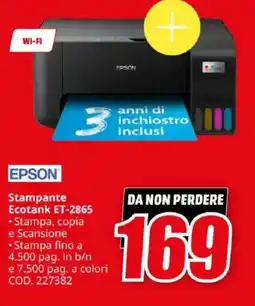 MediaWorld EPSON Stampante Ecotank ET-2865 offerta