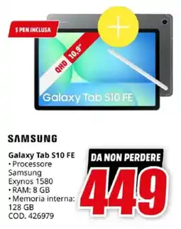 MediaWorld SAMSUNG Galaxy Tab S10 FE offerta