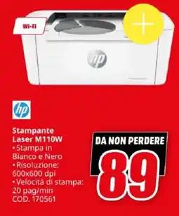 MediaWorld hp Stampante Laser M110W offerta