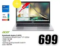MediaWorld acer Notebook Aspire 3 A315 offerta