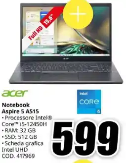 MediaWorld acer Notebook Aspire 5 A515 offerta