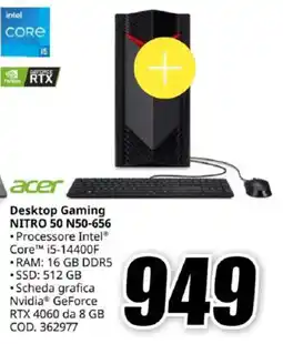 MediaWorld acer Desktop Gaming NITRO 50 N50-656 offerta