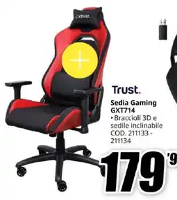 MediaWorld Trust Sedia Gaming GXT714 offerta