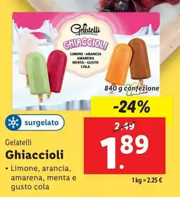 Lidl Gelatelli Ghiaccioli offerta