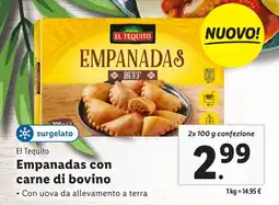 Lidl El Tequito Empanadas con carne di bovino offerta