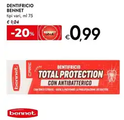 Bennet Dentifricio bennet tipi vari, offerta