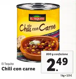 Lidl El Tequito Chili con carne offerta
